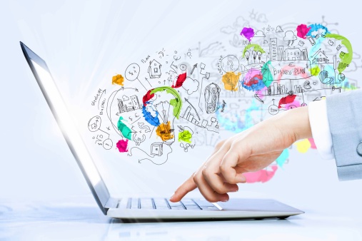 creativity lap top ideas stock photo