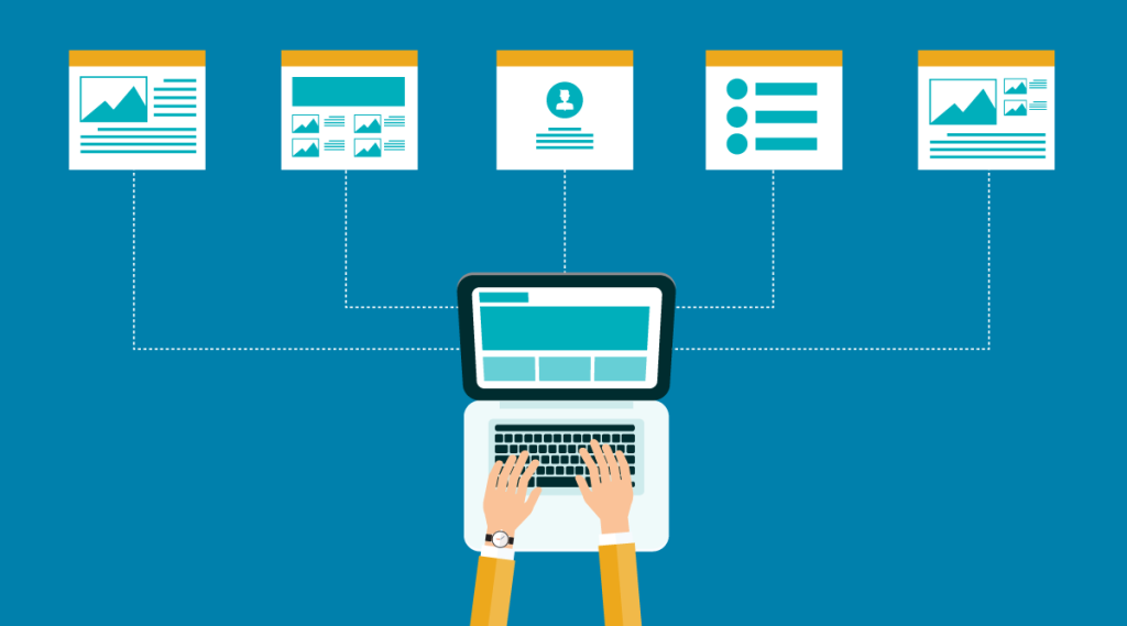 content first computer typing copywriter