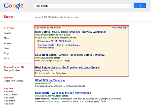 Real Estate Advertising on Google AdWords in Grande Prairie Real Estate Advertising on Google AdWords in Grande Prairie